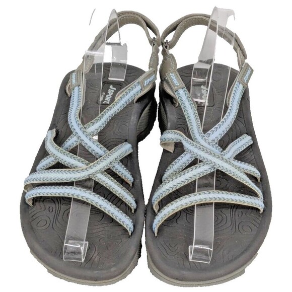 CUTE!  J Sport By Jambu Strappy Gray Blue Sandals Womens sz 8 - Picture 3 of 10